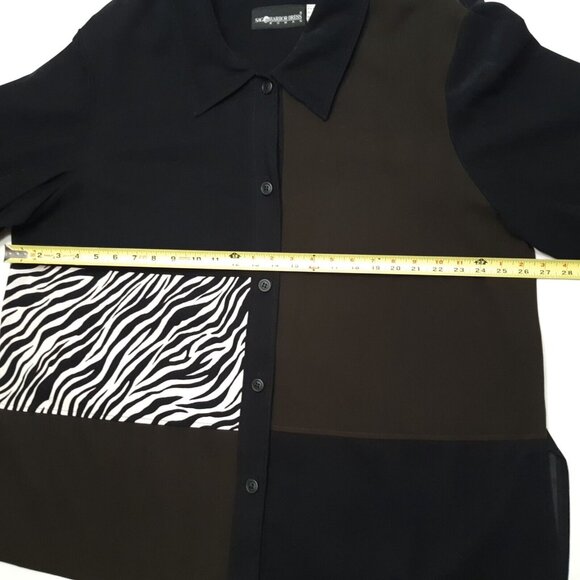 Sag Harbor Coat Womens Plus 24W Black Button Up Animal Print Lightweight - Picture 2 of 13